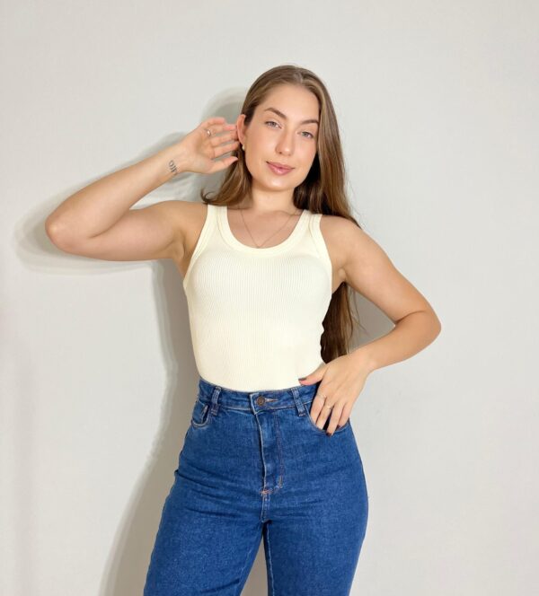 Body Regata Canelado Off White