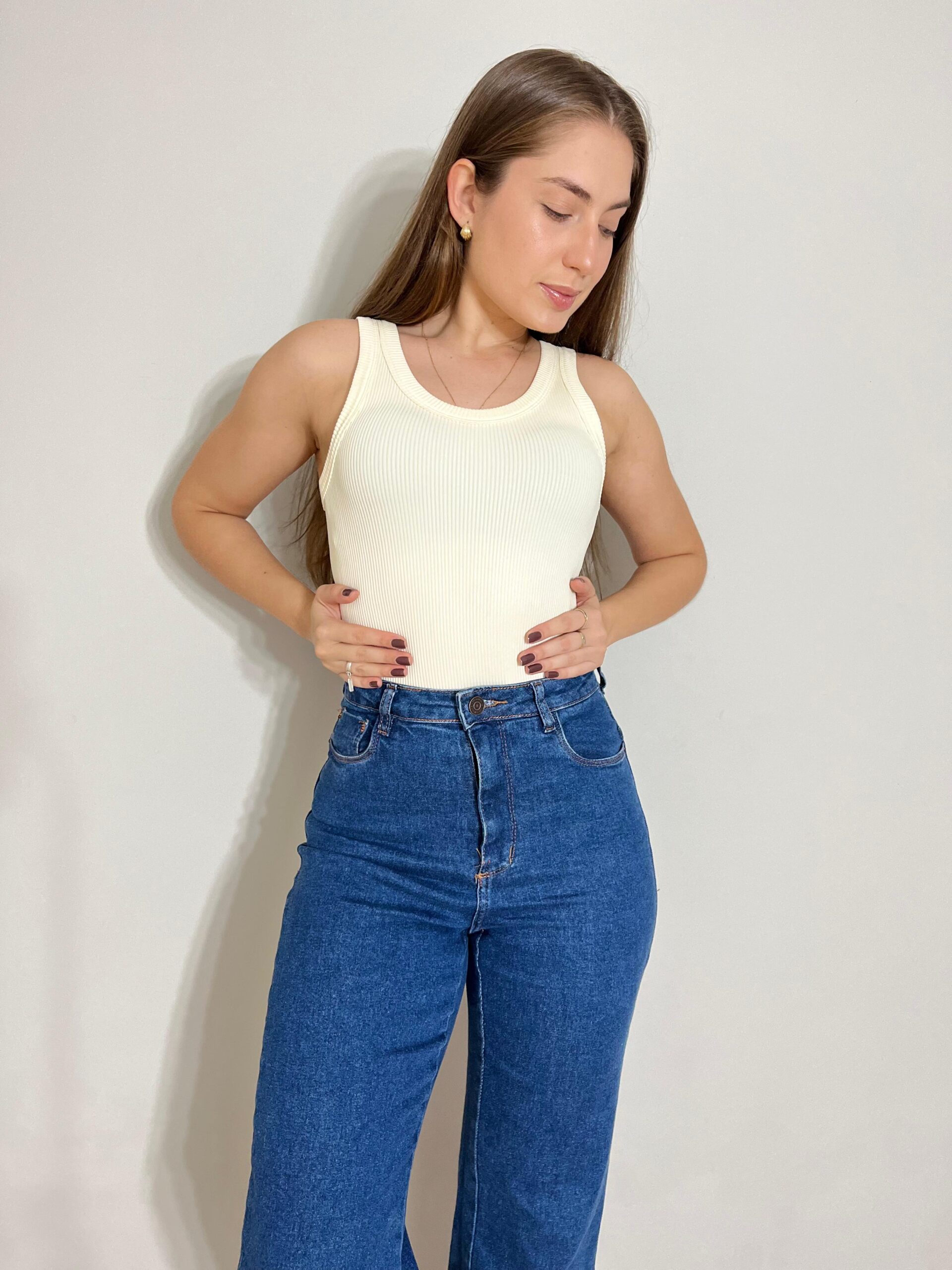 Body Regata Canelado Off White - Image 3